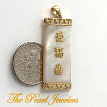 Load image into Gallery viewer, 14k Yellow Gold Triple Lucky Greek Key White Mother of Pearl Pendant Necklace