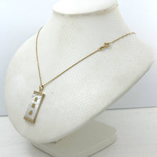 Load image into Gallery viewer, 14k Yellow Gold Triple Lucky Greek Key White Mother of Pearl Pendant Necklace