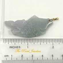 Load image into Gallery viewer, 14k Solid Gold Hand Carved Celadon Green Jade Jadeite Koi Fish Pendant Necklace