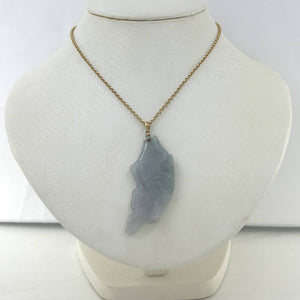 14k Solid Gold Hand Carved Celadon Green Jade Jadeite Koi Fish Pendant Necklace