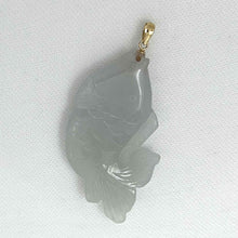 Load image into Gallery viewer, 14k Solid Yellow Gold Hand Carved Feng Shui Koi Fish Jadeite Pendant Necklace