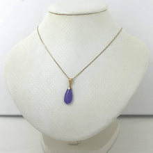 Load image into Gallery viewer, 14k Solid Yellow Gold Hand Carving Raindrop Purple Jade Pendant