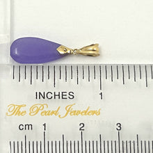 Load image into Gallery viewer, 14k Solid Yellow Gold Hand Carving Raindrop Purple Jade Pendant