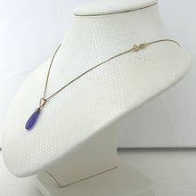 Load image into Gallery viewer, 14k Solid Yellow Gold Hand Carving Raindrop Purple Jade Pendant