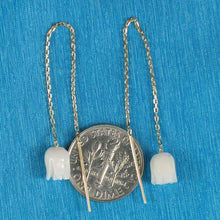 Load image into Gallery viewer, 14kt Solid Yellow Gold Threader Chain Genuine Pale Pink Coral Dangle Earrings