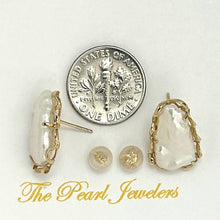 Load image into Gallery viewer, 14k Yellow Solid Gold Biwa Pearl Stud Earrings