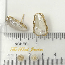 Load image into Gallery viewer, 14k Yellow Solid Gold Biwa Pearl Stud Earrings