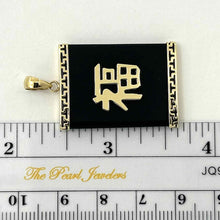 Load image into Gallery viewer, 14k Solid Yellow Gold Good Fortune Black Onyx Pendant Necklace