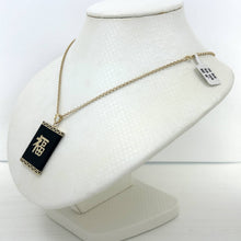 Load image into Gallery viewer, 14k Solid Yellow Gold Good Fortune Black Onyx Pendant Necklace