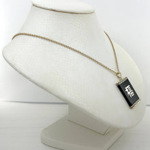Load image into Gallery viewer, 14k Solid Yellow Gold Good Fortune Black Onyx Pendant Necklace