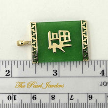 Load image into Gallery viewer, 14k Solid Yellow Gold Good Fortune Green Jade Oriental Pendant Necklace