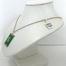 Load image into Gallery viewer, 14k Solid Yellow Gold Good Fortune Green Jade Oriental Pendant Necklace