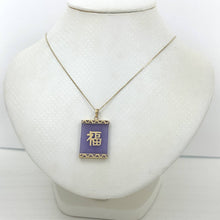 Load image into Gallery viewer, 14k Solid Yellow Gold Good Fortune Lavender Jade Pendant Necklace