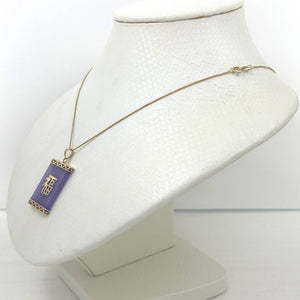14k Solid Yellow Gold Good Fortune Lavender Jade Pendant Necklace
