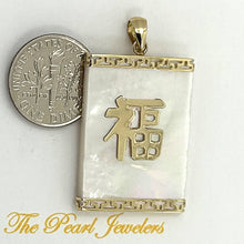 Load image into Gallery viewer, 14k Solid Yellow Gold Good Fortune White Mother of Pearl Pendant Necklace