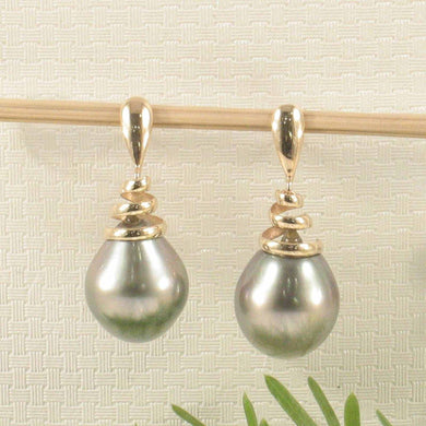 Water Flow Tahitian Pearl Dangle Earrings – 14k Yellow Gold
