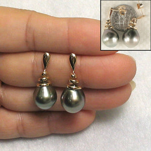 Water Flow Tahitian Pearl Dangle Earrings – 14k Yellow Gold