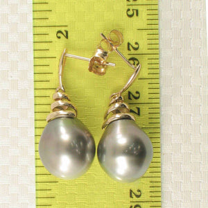 Water Flow Tahitian Pearl Dangle Earrings – 14k Yellow Gold