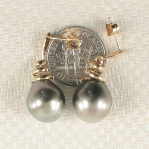 Water Flow Tahitian Pearl Dangle Earrings – 14k Yellow Gold