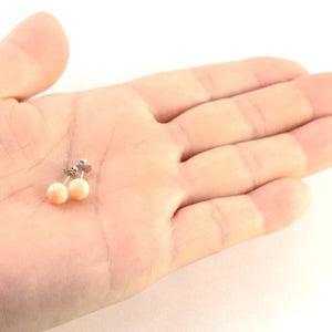 14kt White Gold 6-6.5mm Angel Skin Coral Bead Stud Earrings