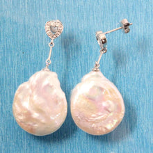 Load image into Gallery viewer, 14k White Gold Diamond &amp; Baroque Coin Pearl Stud Earrings