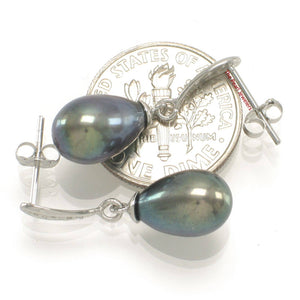 14k White Gold Diamond & Freshwater Pearl Dangle Earrings