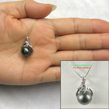 Load image into Gallery viewer, 14k White Gold Diamond &amp; Black Tahitian Pearl Pendant