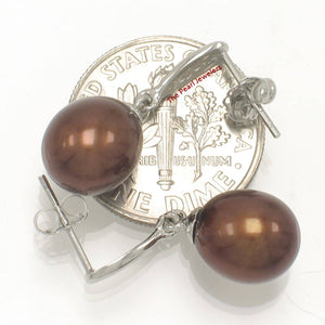 14k White Gold Diamond & Freshwater Pearl Dangle Earrings