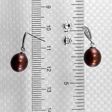 Load image into Gallery viewer, 14k White Gold &amp; Diamond Chocolate Pearl Dangles