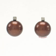 Load image into Gallery viewer, 14k White Gold Diamond &amp; Chocolate Pearl Studs