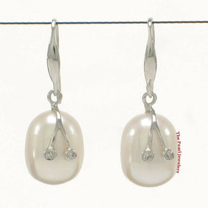14k White Gold Diamond & Cultured Pearl Hooks (White or Pink)