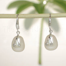 Load image into Gallery viewer, 14k White Gold Diamond &amp; Cultured Pearl Hooks (White or Pink)