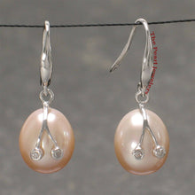 Load image into Gallery viewer, 14k White Gold Diamond &amp; Peach Pearl Hooks