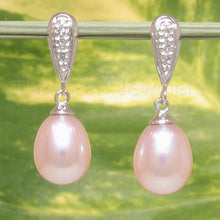 Load image into Gallery viewer, 14k White Gold Diamond &amp; Freshwater Pearl Dangle Earrings