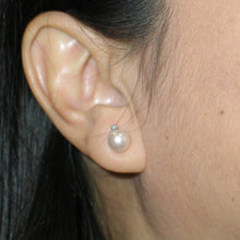 Load image into Gallery viewer, 14k White Gold Diamond &amp; White Pearl Stud Earrings