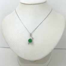 Load image into Gallery viewer, 14k White Gold Dolphin Design Green Jade Pendant Necklace