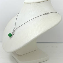 Load image into Gallery viewer, 14k White Gold Dolphin Design Green Jade Pendant Necklace