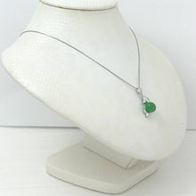 Load image into Gallery viewer, 14k White Gold Dolphin Design Green Jade Pendant Necklace