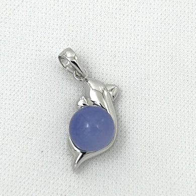14k White Gold Dolphin Design Lavender Jade Pendant Necklace