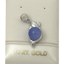 Load image into Gallery viewer, 14k White Gold Dolphin Design Lavender Jade Pendant Necklace