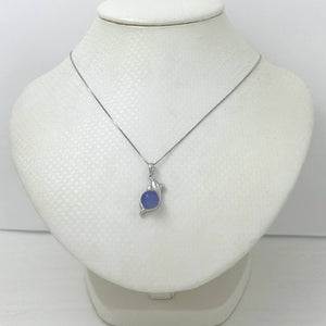 14k White Gold Dolphin Design Lavender Jade Pendant Necklace