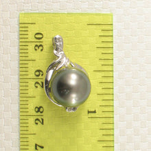 Load image into Gallery viewer, 14k White Gold Feather Black Tahitian Pearl Pendant
