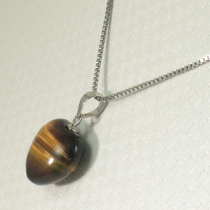 14K White Gold Heart Tiger Eye Pendant