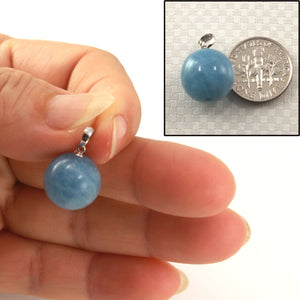 14K White Gold Round Aquamarine Pendant (14.5mm)