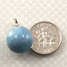 Load image into Gallery viewer, White Gold Round Aquamarine Pendant (14mm)