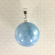 Load image into Gallery viewer, White Gold Round Aquamarine Pendant (14mm)