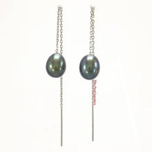 Load image into Gallery viewer, 14k White Gold Black Raindrop Pearl Drop Earrings
