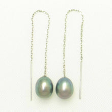 Load image into Gallery viewer, 14k White Gold Black Raindrop Pearl Drop Earrings