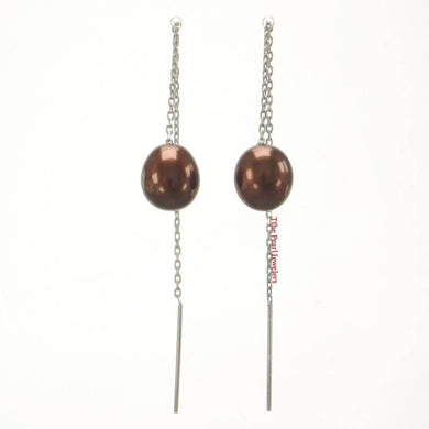 14k White Gold Chocolate Raindrop Pearl Drop Earrings