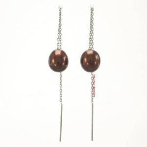 14k White Gold Chocolate Raindrop Pearl Drop Earrings